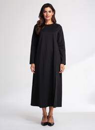 Robe longue manches longues manches longues noir BLANC BOHEME femme