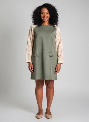 Robe courte manches longues manches longues vert GAËLLE BARRE femme