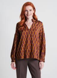Blouse poignets boutonnés avec fente manches longues marron SIYU femme
