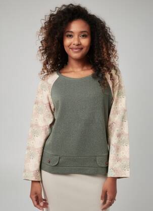 Sweat-shirt stretch manches longues vert GAËLLE BARRE femme