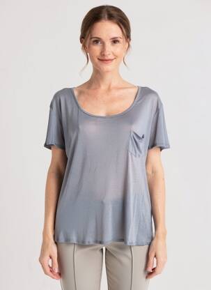 T-shirt stretch manches courtes gris FINE COLLECTION femme