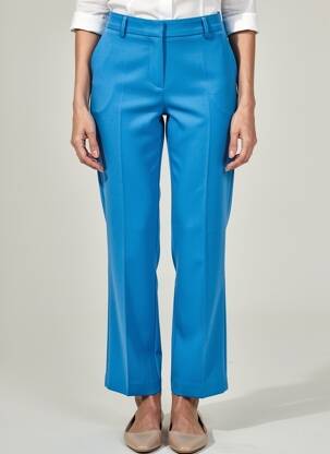 Pantalon droit fermeture zippée sous rabat avec crochet bleu L'AUTRE CHOSE femme