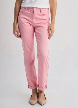 Pantalon slim tissage popeline taille normale rose KY CREATION femme
