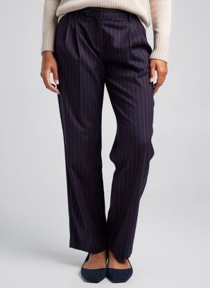 Pantalon droit tissage popeline taille normale bleu SARAH JOHN femme