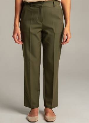 Pantalon droit stretch taille normale vert DROLE DE COPINE femme