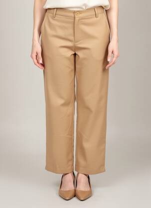 Pantalon droit tissage popeline taille normale beige MADISON femme