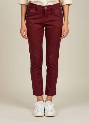 Pantalon chino stretch taille normale rouge R.DISPLAY femme