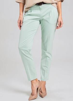 Pantalon chino tissage popeline taille normale vert CECILE WANG femme