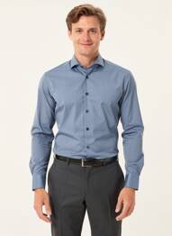 Chemise manches longues coupe cintrée bleu OLYMP homme