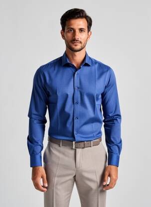 Chemise manches longues coupe cintrée bleu fonce OLYMP homme