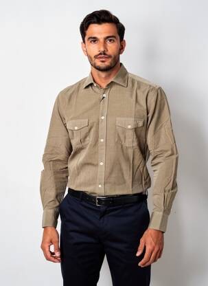Chemise manches longues coupe cintrée vert CARNET DE VOL homme