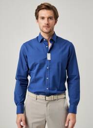 Chemise manches longues manches longues bleu CARNET DE VOL homme