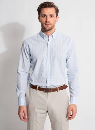 Chemise manches longues coupe cintrée bleu CARNET DE VOL homme