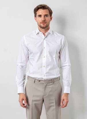 Chemise manches longues coupe droite blanc CARNET DE VOL homme