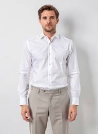 Chemise manches longues coupe droite blanc CARNET DE VOL homme