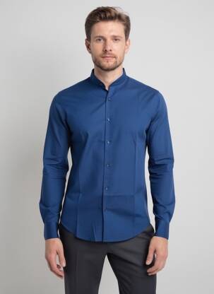 Chemise manches longues manches longues bleu CARNET DE VOL homme