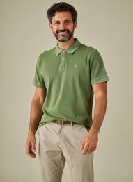 Polo stretch manches courtes vert CARNET DE VOL homme