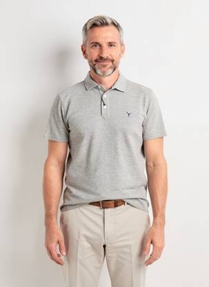Polo coupe cintrée manches courtes gris CARNET DE VOL homme