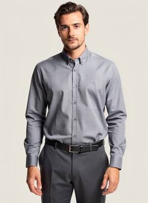 Chemise manches longues coupe cintrée gris CARNET DE VOL homme