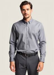 Chemise manches longues coupe cintrée gris CARNET DE VOL homme