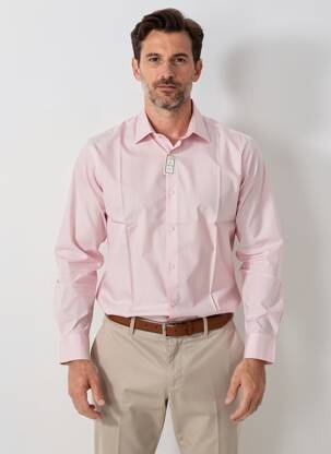 Chemise manches longues fermeture boutonnée sur le devant rose CARNET DE VOL homme