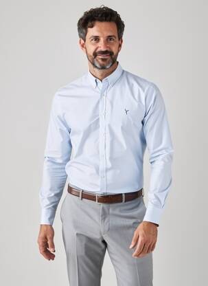 Chemise manches longues coupe cintrée bleu CARNET DE VOL homme