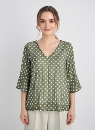 Blouse manches 3/4 manches 3/4 vert BLANC BOHEME femme