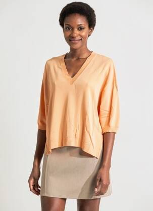 Top stretch manches 3/4 orange BLANC BOHEME femme
