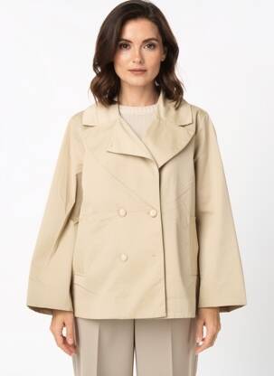 Trench fermeture boutonnée sur le devant sans capuche beige BLANC BOHEME femme