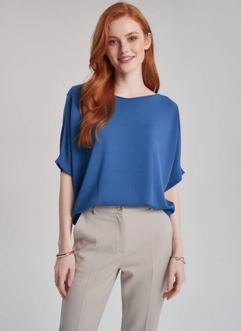 Top stretch manches courtes bleu BLANC BOHEME femme