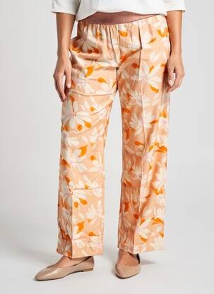 Pantalon droit taille élastique orange BLANC BOHEME femme