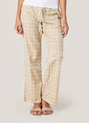 Pantalon droit taille élastique beige BLANC BOHEME femme