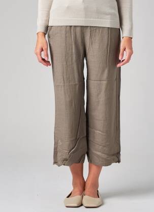 Pantacourt coupe droite marron BLANC BOHEME femme