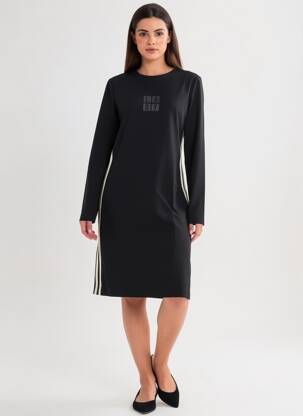 Robe mi-longue manches longues manches longues noir DELAHAYE femme