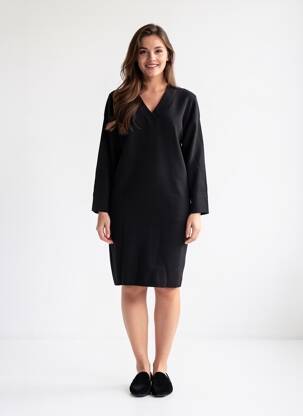 Robe pull col v manches longues noir ARTLOVE femme