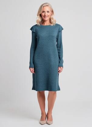 Robe pull coupe cintrée manches longues bleu SENORETTA femme