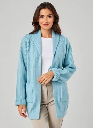 Gilet manches longues maille tricot bleu SAINT JAMES femme
