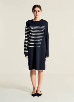 Robe pull coupe droite manches longues bleu SAINT JAMES femme