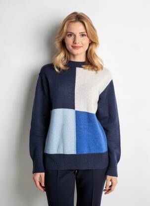Pull coupe droite manches longues bleu DELAHAYE femme