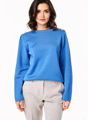 Pull coupe cintrée manches longues bleu OPTIMIST' femme