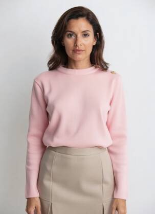 Pull coupe cintrée manches longues rose OPTIMIST' femme