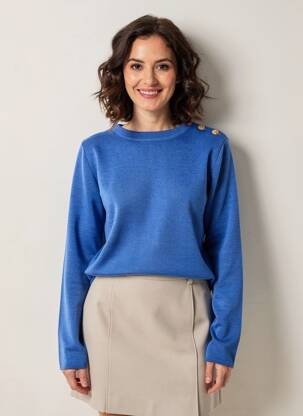 Pull coupe cintrée manches longues bleu OPTIMIST' femme