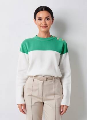 Pull coupe cintrée manches longues vert OPTIMIST' femme