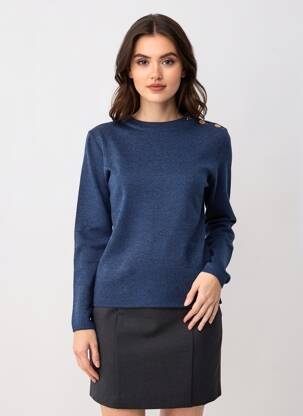 Pull coupe cintrée manches longues bleu OPTIMIST' femme