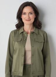 Veste casual tissage suedine vert SENORETTA femme