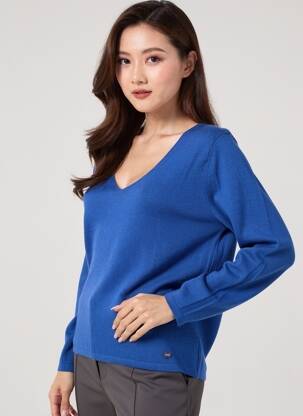 Pull coupe cintrée manches longues bleu ALL'OCEAN femme