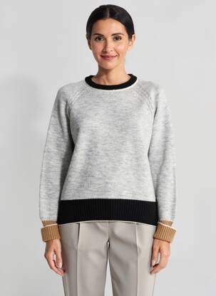Pull coupe droite manches longues gris SOET femme
