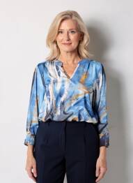 Blouse imprimé fantaisie manches longues bleu DOLCEZZA femme