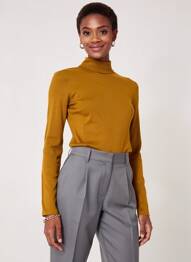 Sous-pull col col montant manches longues jaune SURKANA femme