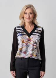 Polo manches longues manches longues noir DOLCEZZA femme